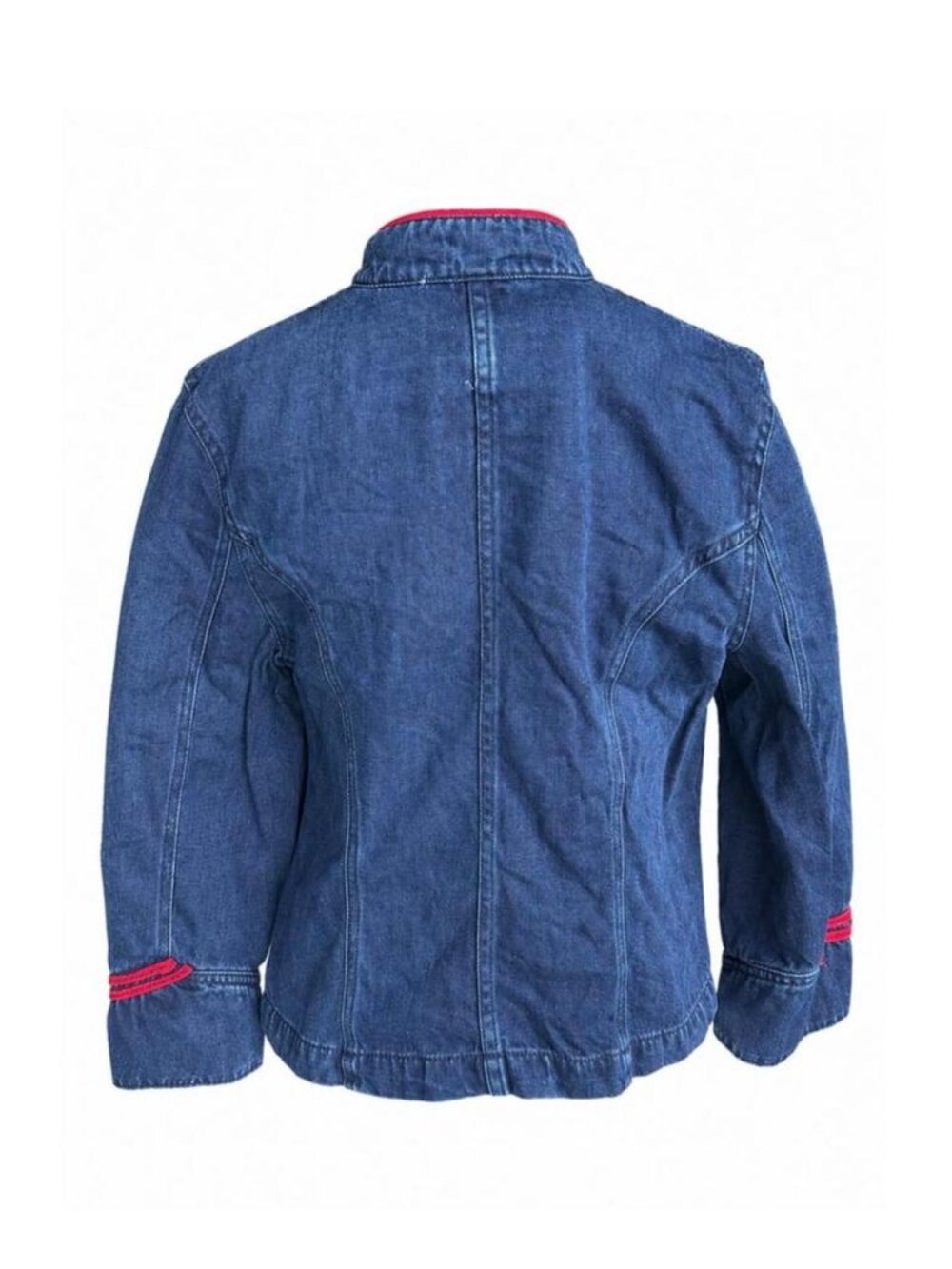Ralph Lauren collared denim double breasted military style jacket with red trim - Picture 2 of 2